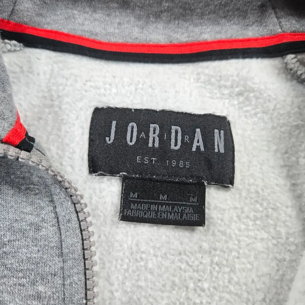 Nike Air Jordan Essential Fleece Lined Full Zip Grey Hoodie Men's Size Medium‎